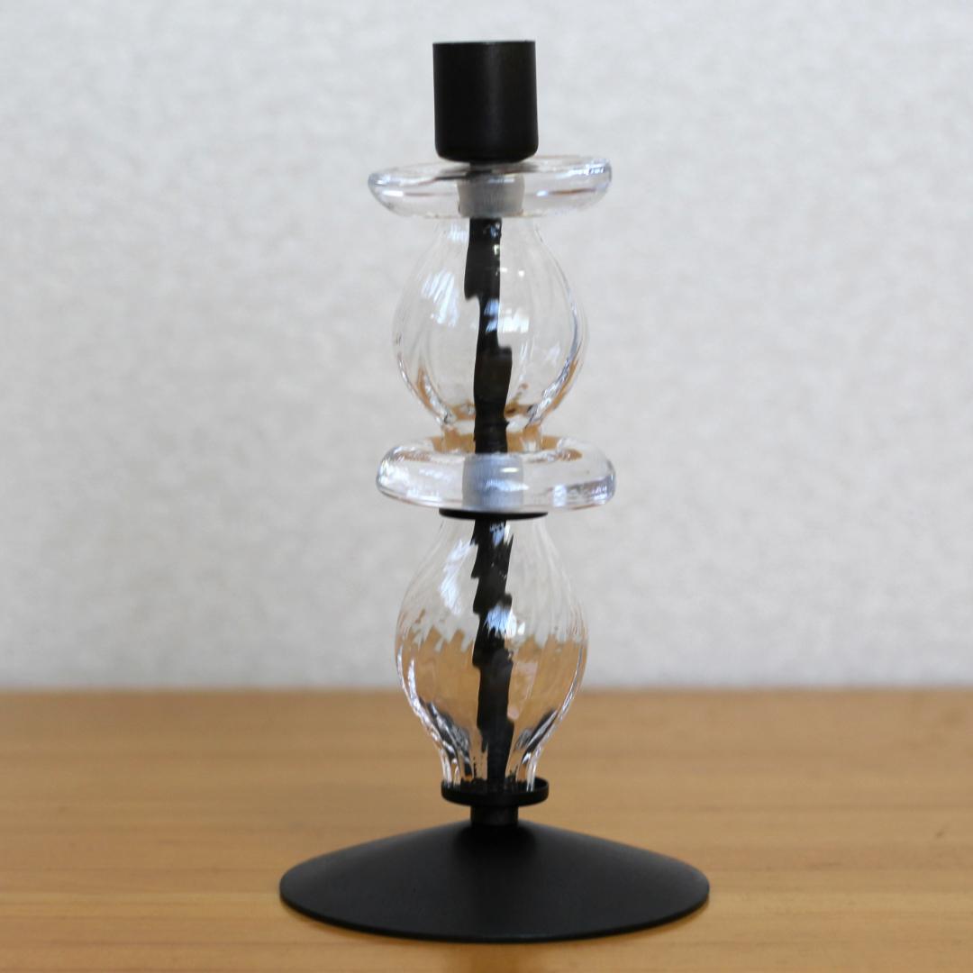 【美品・刻印】エリックホグラン　キャンドルスタンド オニオン型2段　クリア 02