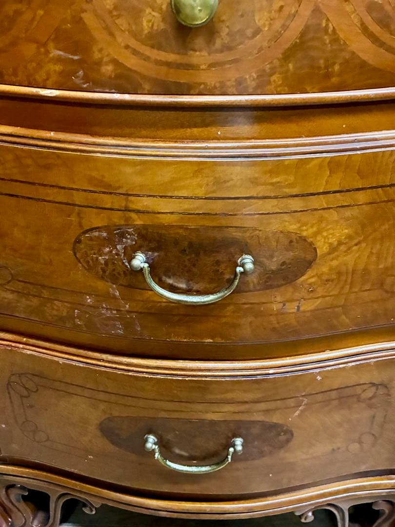 管453☆イタリア製☆アンティーク☆象嵌細工☆3段チェスト