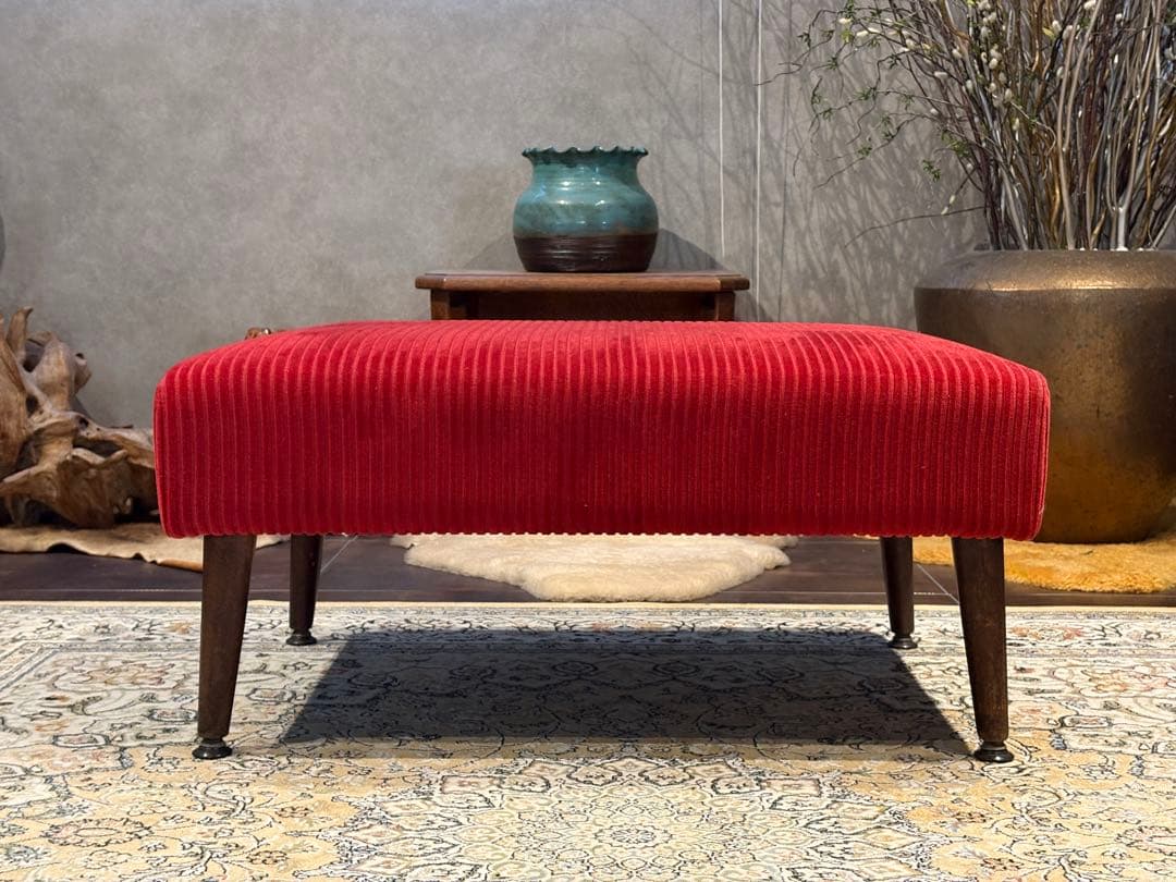 コーデュロイ 2人掛けソファ 2Pソファ オットマン アンティーク nY