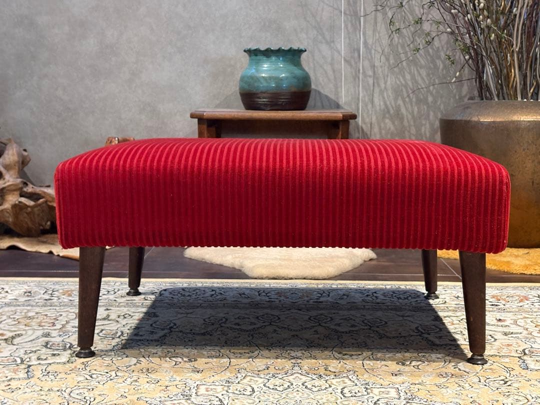 コーデュロイ 2人掛けソファ 2Pソファ オットマン アンティーク nY