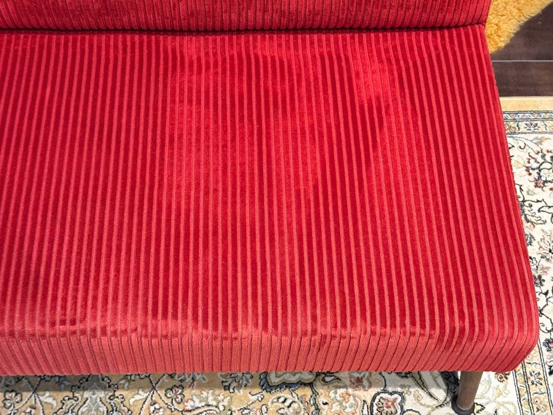 コーデュロイ 2人掛けソファ 2Pソファ オットマン アンティーク nY