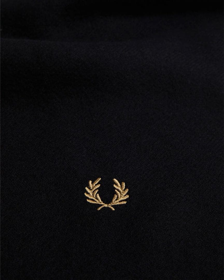 FRED PERRY フレッドペリー ウールマフラー 黒 ショッパー、バッグ付き