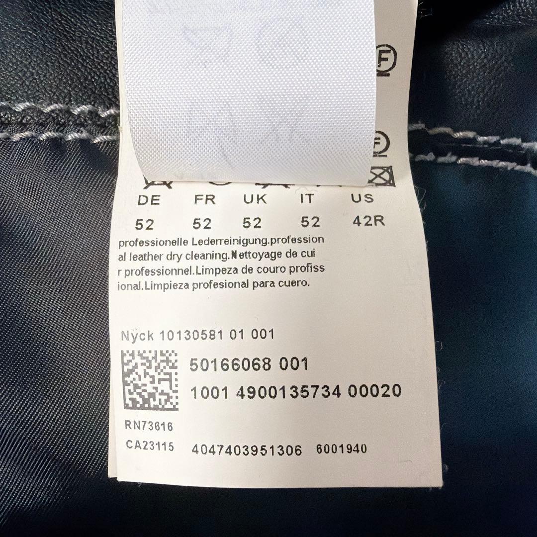 HUGO BOSS レザージャケット 羊革 ラムレザー ブラック 52 XL