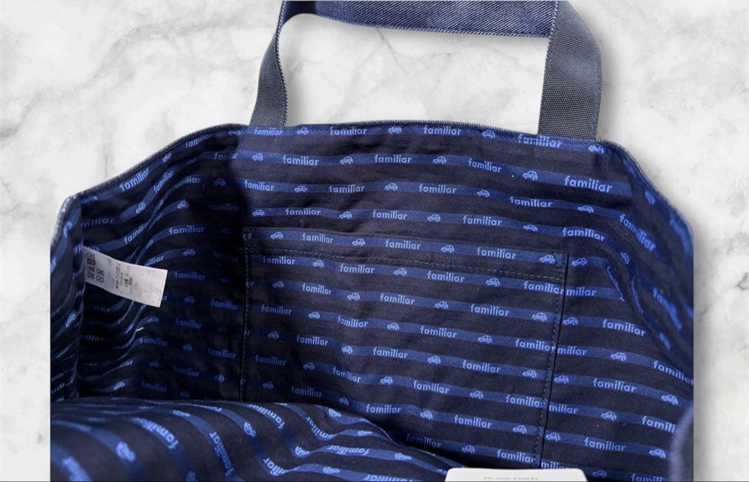 familiar ×コーンズコラボ　車刺繍デニムトートバッグ