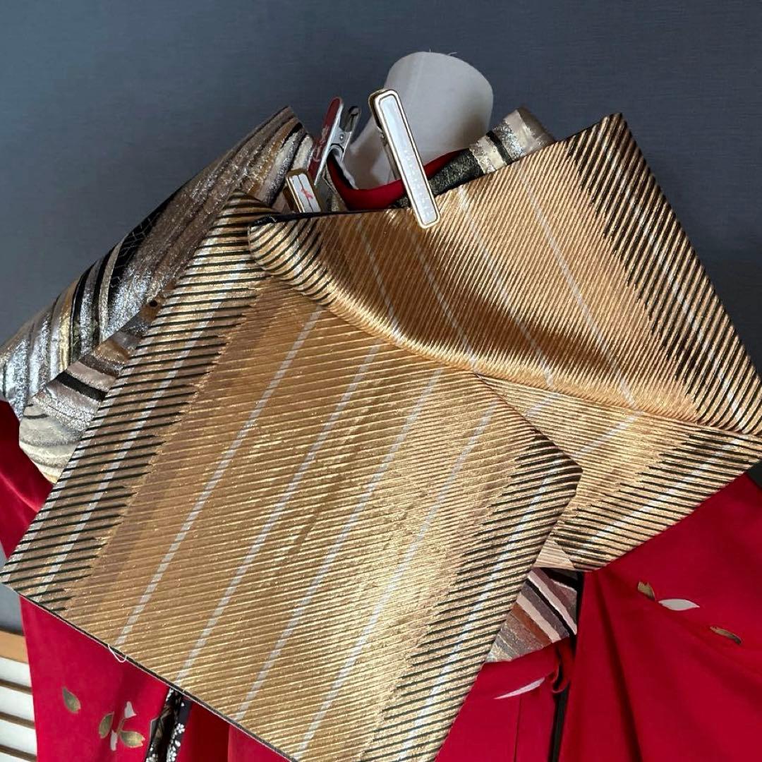 振袖フルセット　金彩友禅　成人式振袖　振袖　裄丈67 赤　桜