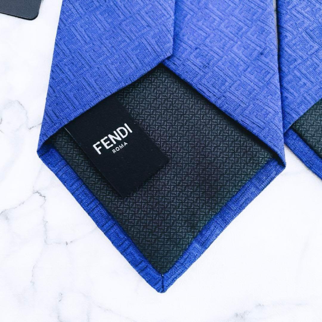 ✨未使用タグ付き✨フェンディ　ズッカ柄　ズッキーニ　マリンブルー　ネクタイ