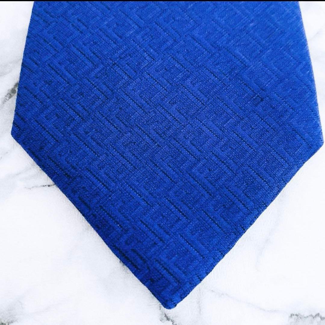 ✨未使用タグ付き✨フェンディ　ズッカ柄　ズッキーニ　マリンブルー　ネクタイ