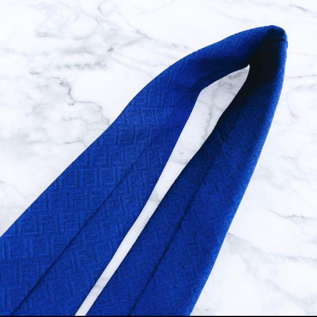 ✨未使用タグ付き✨フェンディ　ズッカ柄　ズッキーニ　マリンブルー　ネクタイ