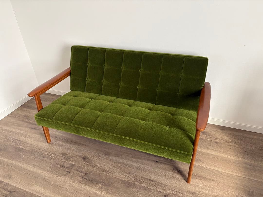 【美品・送料込み】カリモク60　Kチェア2シーター　モケットグリーン