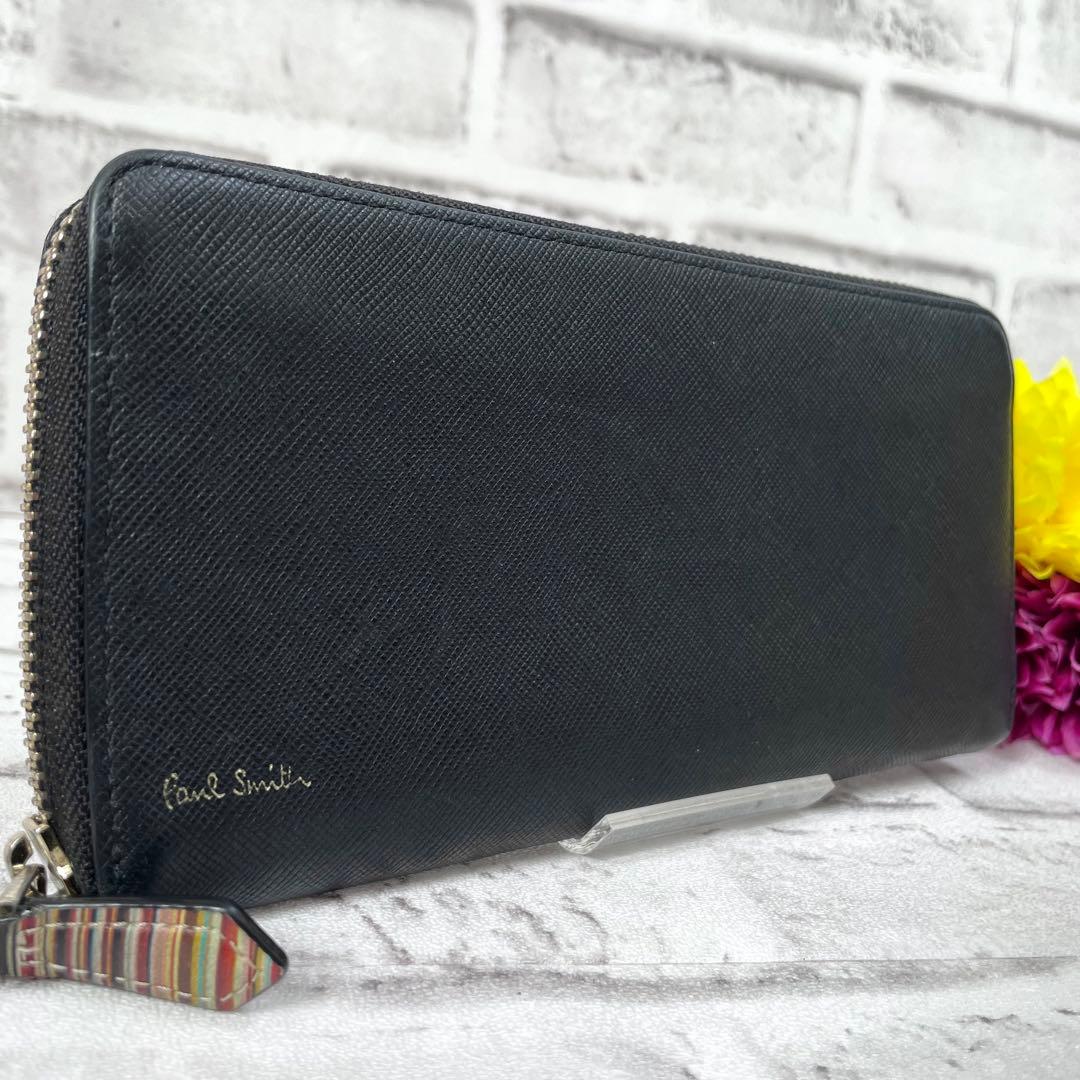 極美品✨ポールスミス　長財布　ジップストローグレイン2　ラウンドファスナー　黒