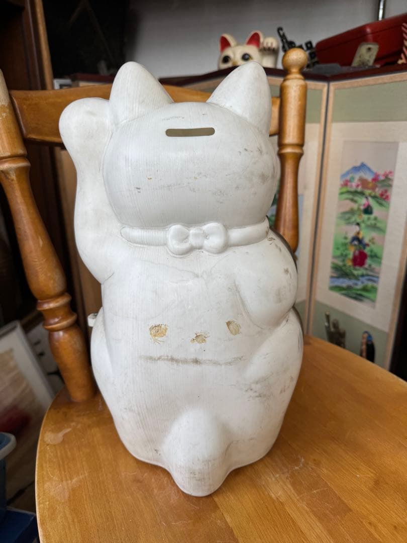 貝印ツメキリ　招き猫　ディスプレイケース 貯金箱　昭和レトロ