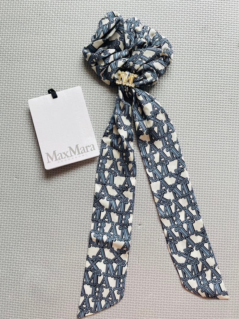 【試着のみ】MaxMara マックスマーラ　 ロゴ　シュシュ　シルク　髪