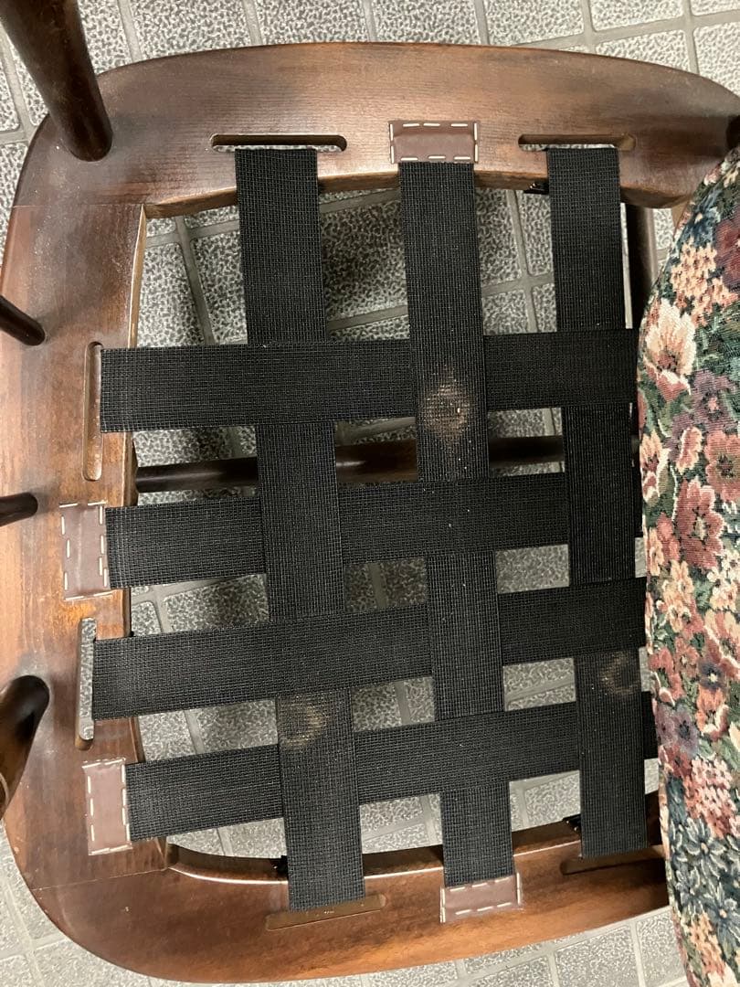 ヴィンテージ 飛騨家具 飛騨産業 乗鞍 リビングチェア 両肘付き 花柄