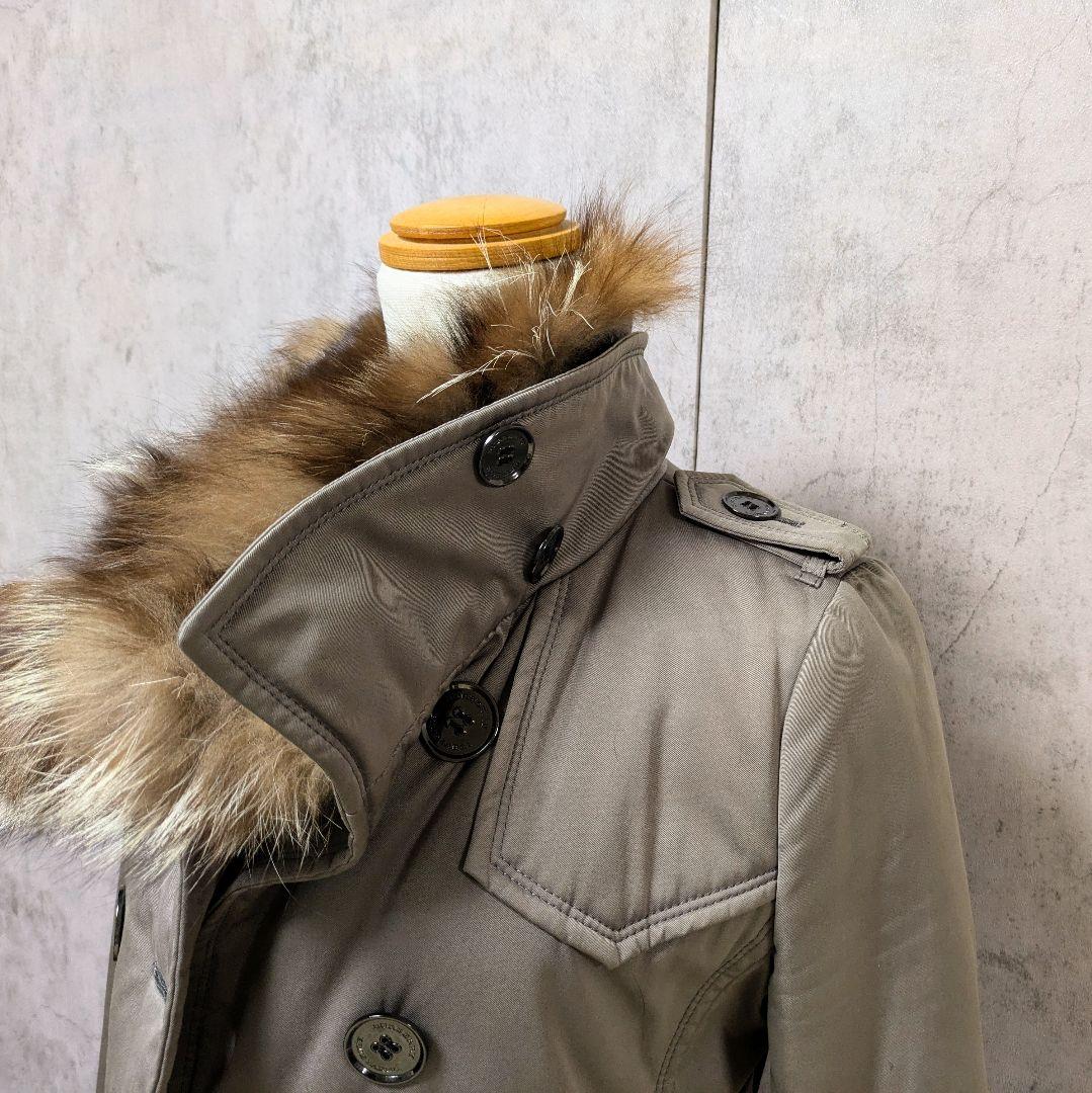 【美品】バーバリーブルーレーベル ファー付きトレンチコート ノバチェック