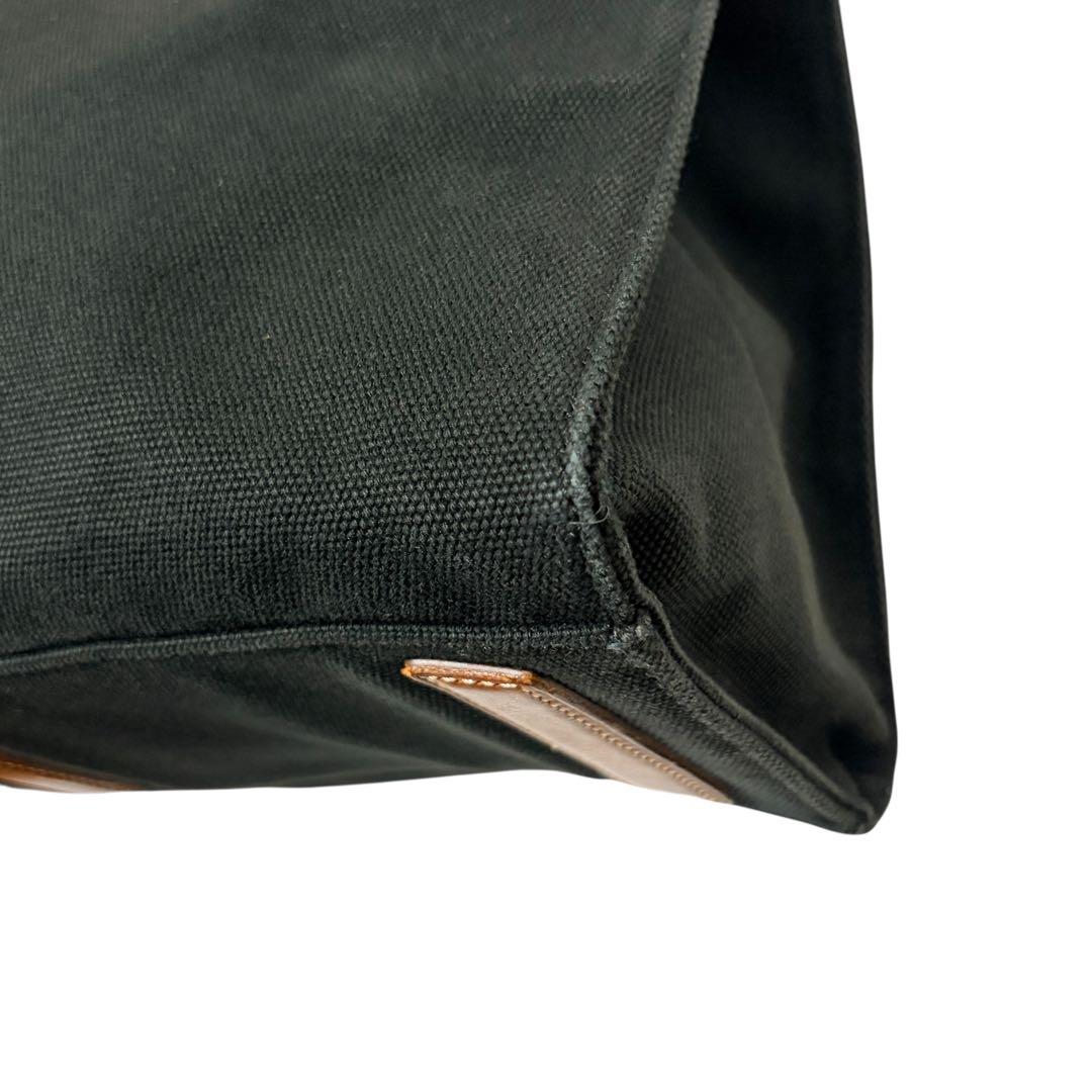 ラルフローレン キャンバス×レザー タッセル トートバッグ ブラック