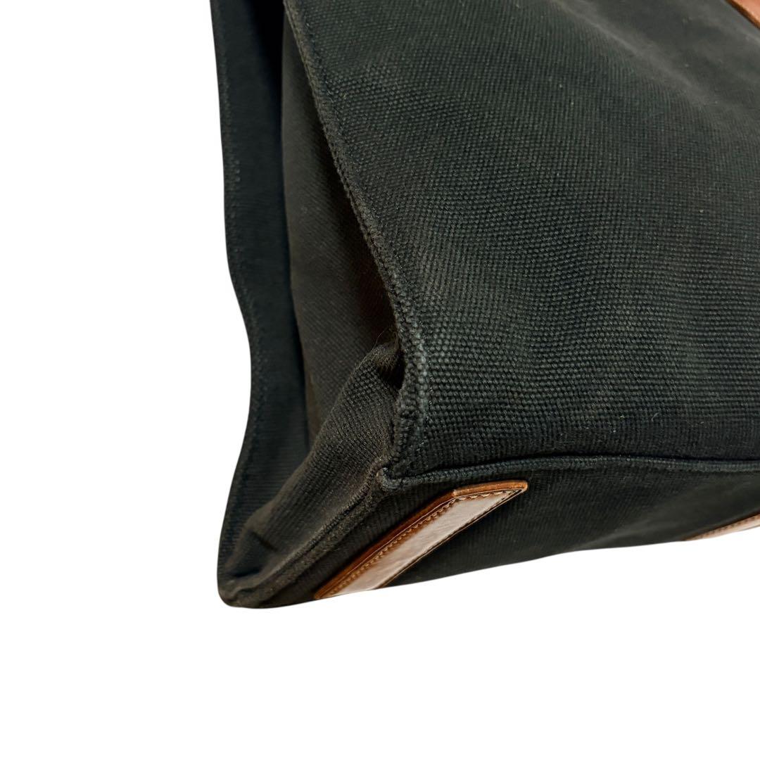 ラルフローレン キャンバス×レザー タッセル トートバッグ ブラック