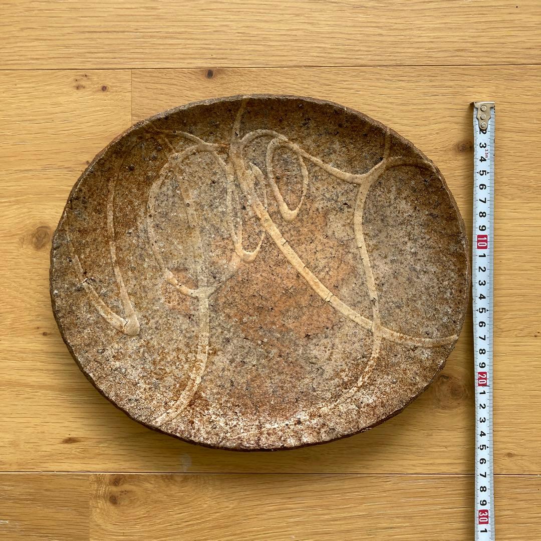 山田洋次　焼締オイルドスリップウェア　大皿