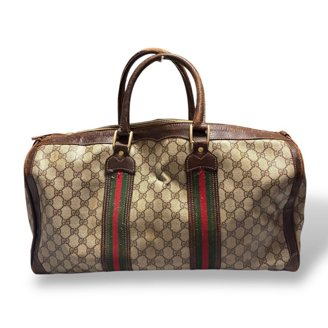 状態込み特別価格　グッチ　ボストンバッグ　gg柄　PVC シェリーライン