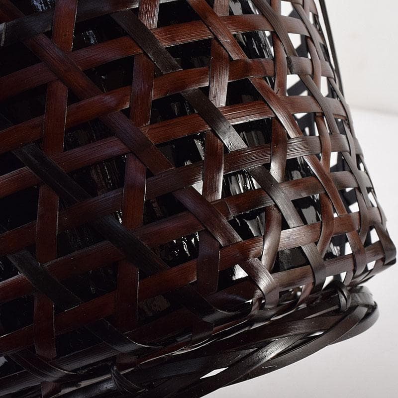 茶道具　伊藤賢一郎作　大和竹縄文花籠　共布共箱　V　R8712H