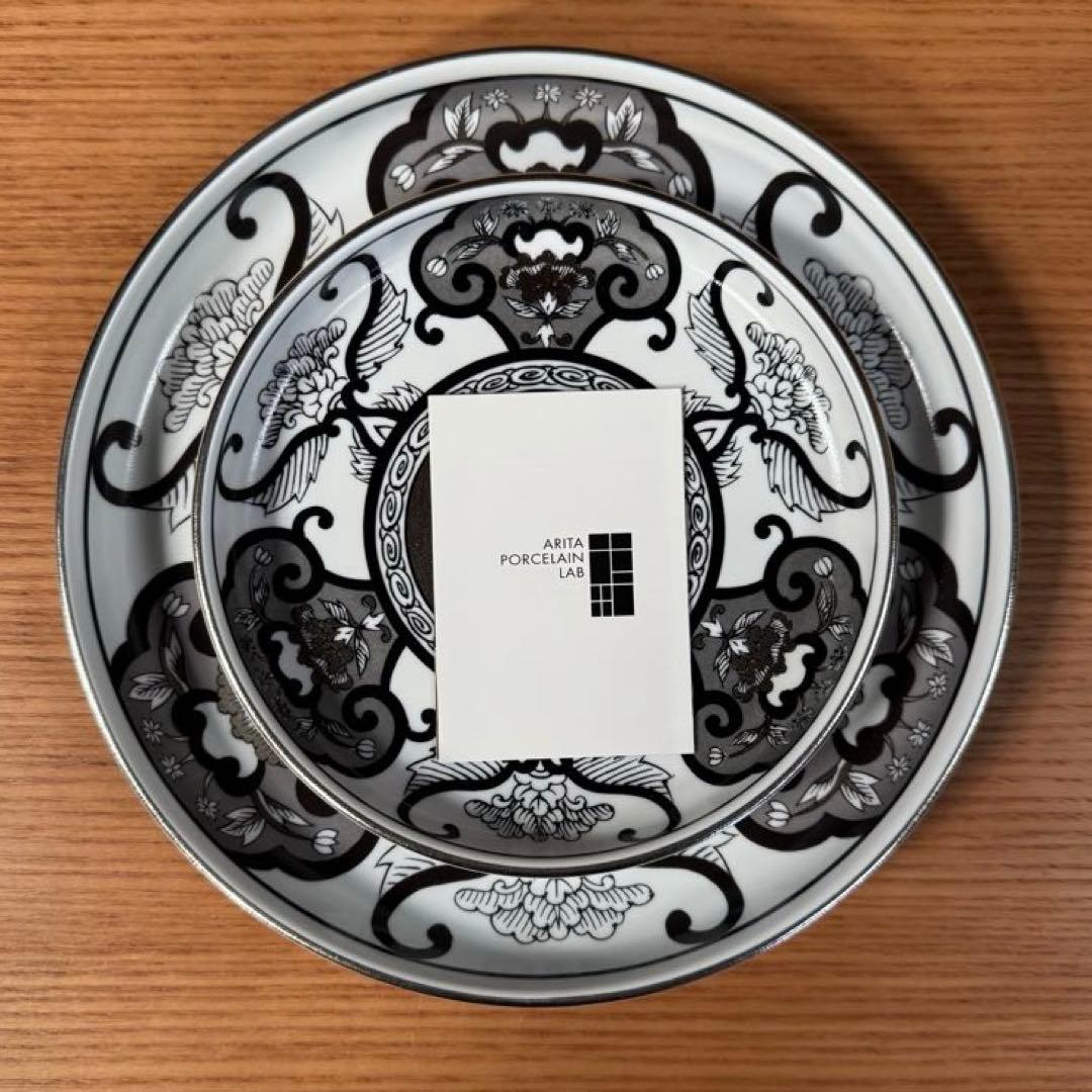 JAPAN  古伊万里草花紋 プラチナ 銘々皿 19cm和皿セット☆