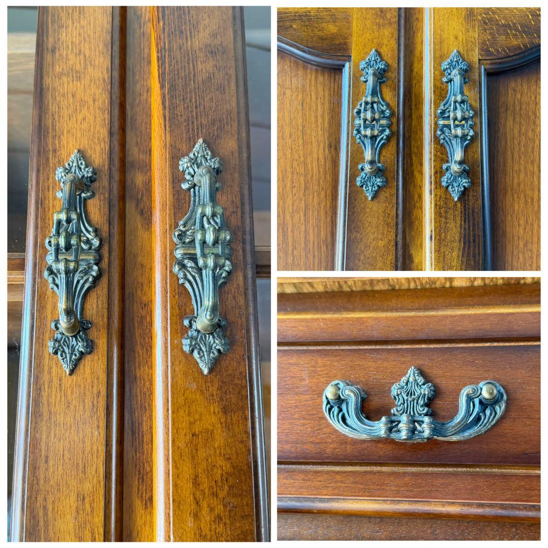 カリモク家具 コロニアルシリーズ 食器棚 キッチンボード ガラス棚 アンティーク