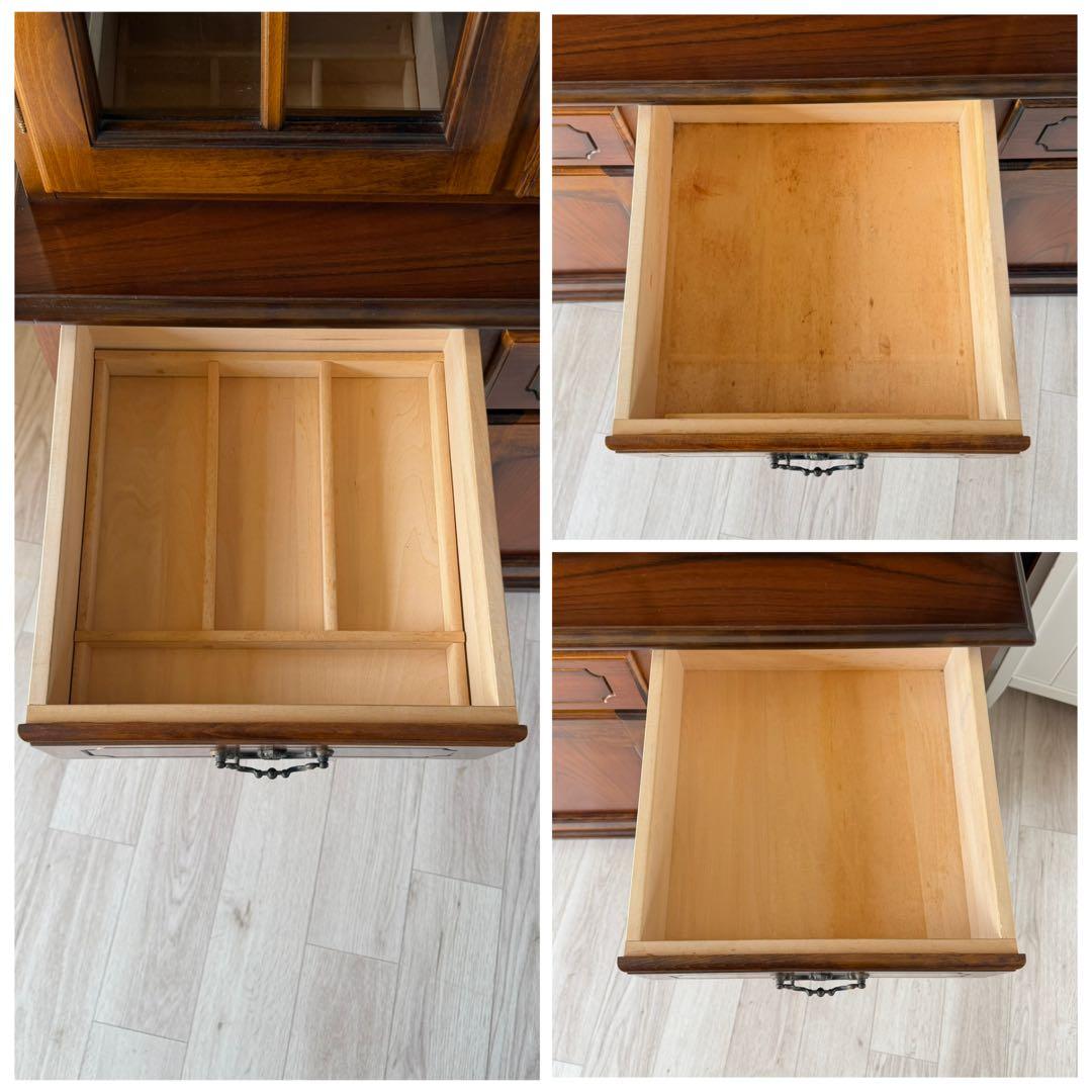 カリモク家具 コロニアルシリーズ 食器棚 キッチンボード ガラス棚 アンティーク