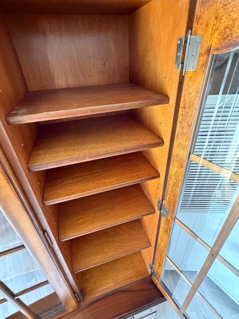 カリモク家具 コロニアルシリーズ 食器棚 キッチンボード ガラス棚 アンティーク