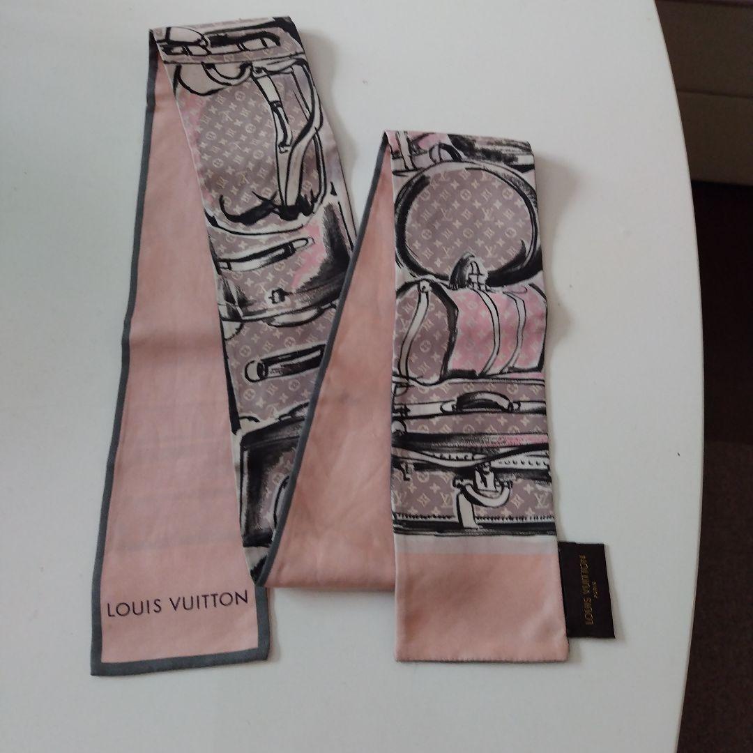 LOUIS VUITTON シルクバンダナ ピンク・グレーバンド