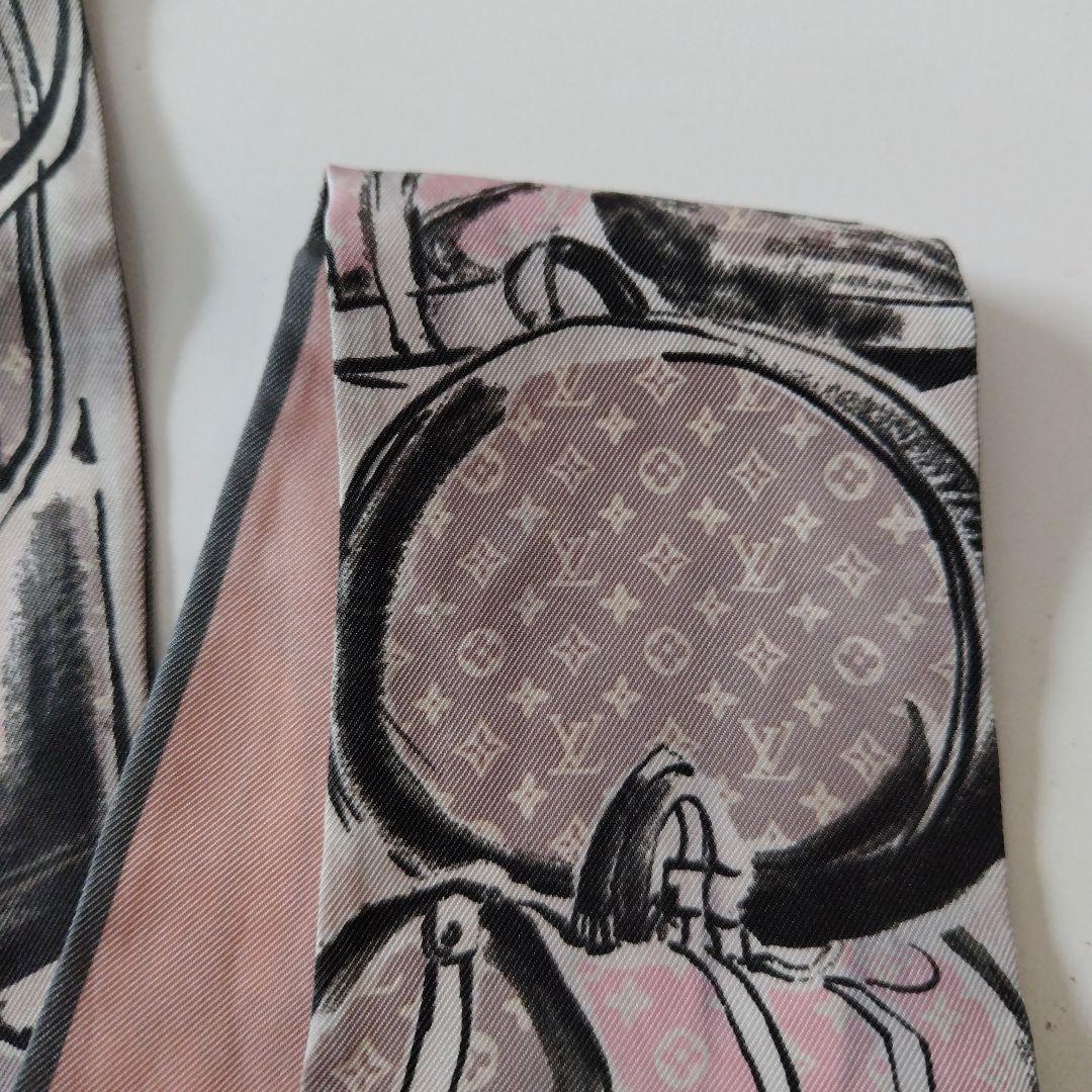 LOUIS VUITTON シルクバンダナ ピンク・グレーバンド