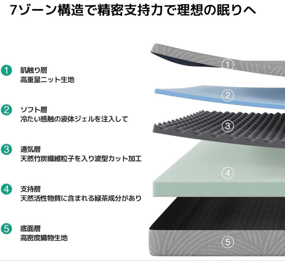 マットレス クイーン やや硬め 厚さ16cm Green Tea 天然緑茶成分