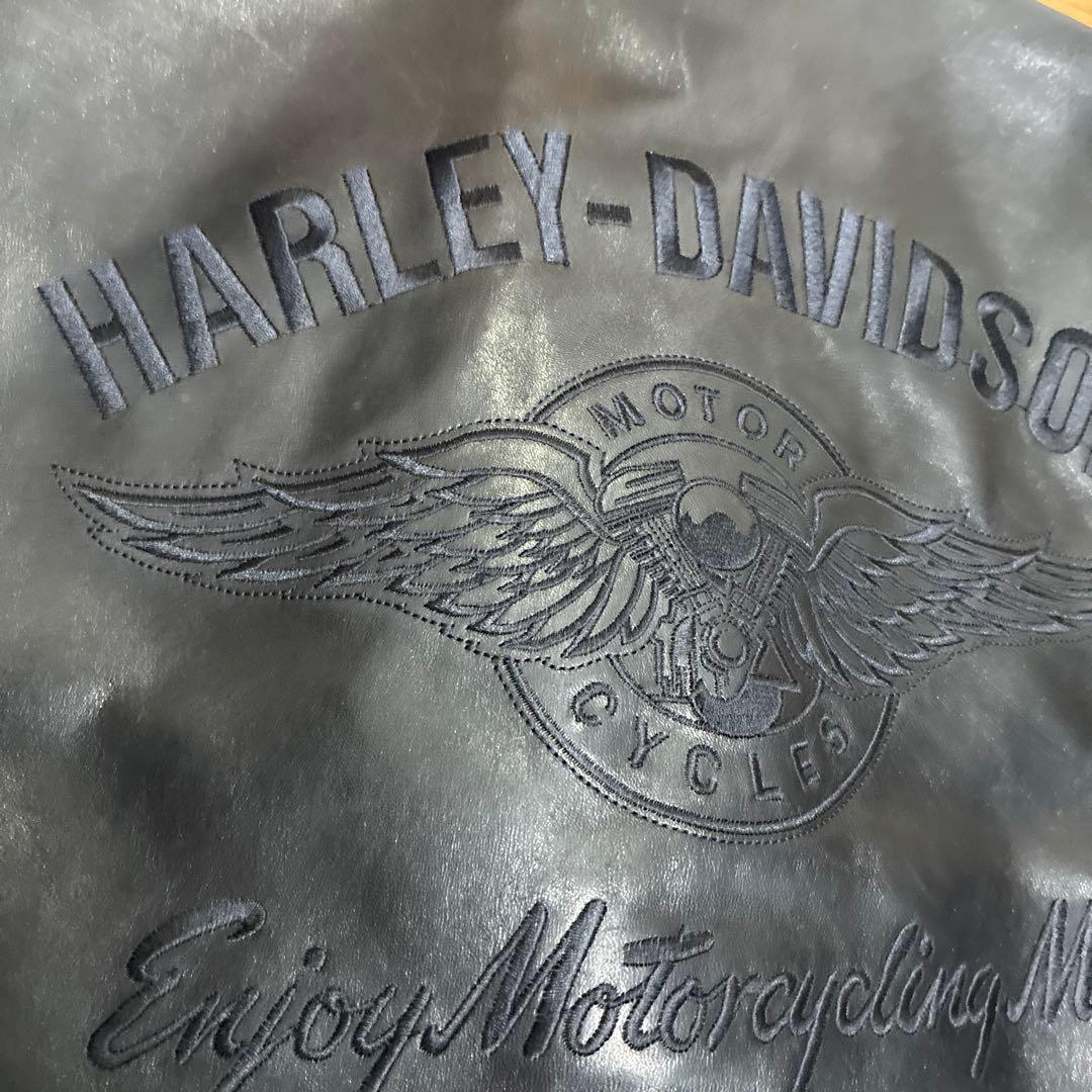 ハーレーダビッドソン ホースハイド シングルライダースジャケット M刺繍ブラック