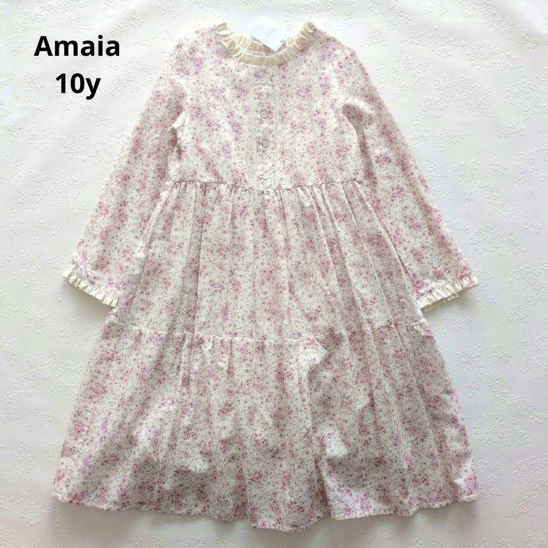 新品 Amaia kids 花柄 長袖ワンピース 10y