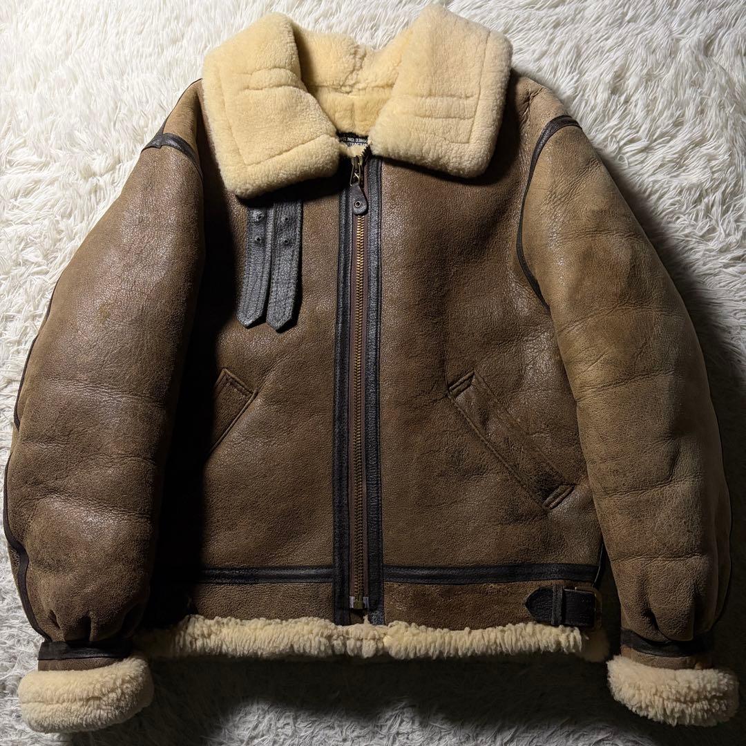【米国製】AVIREXフライトジャケットB-3 ムートン　羊革　ブラウン　38