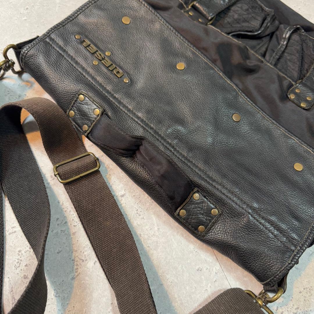 バッグ OLD DIESEL leather messenger bag black
