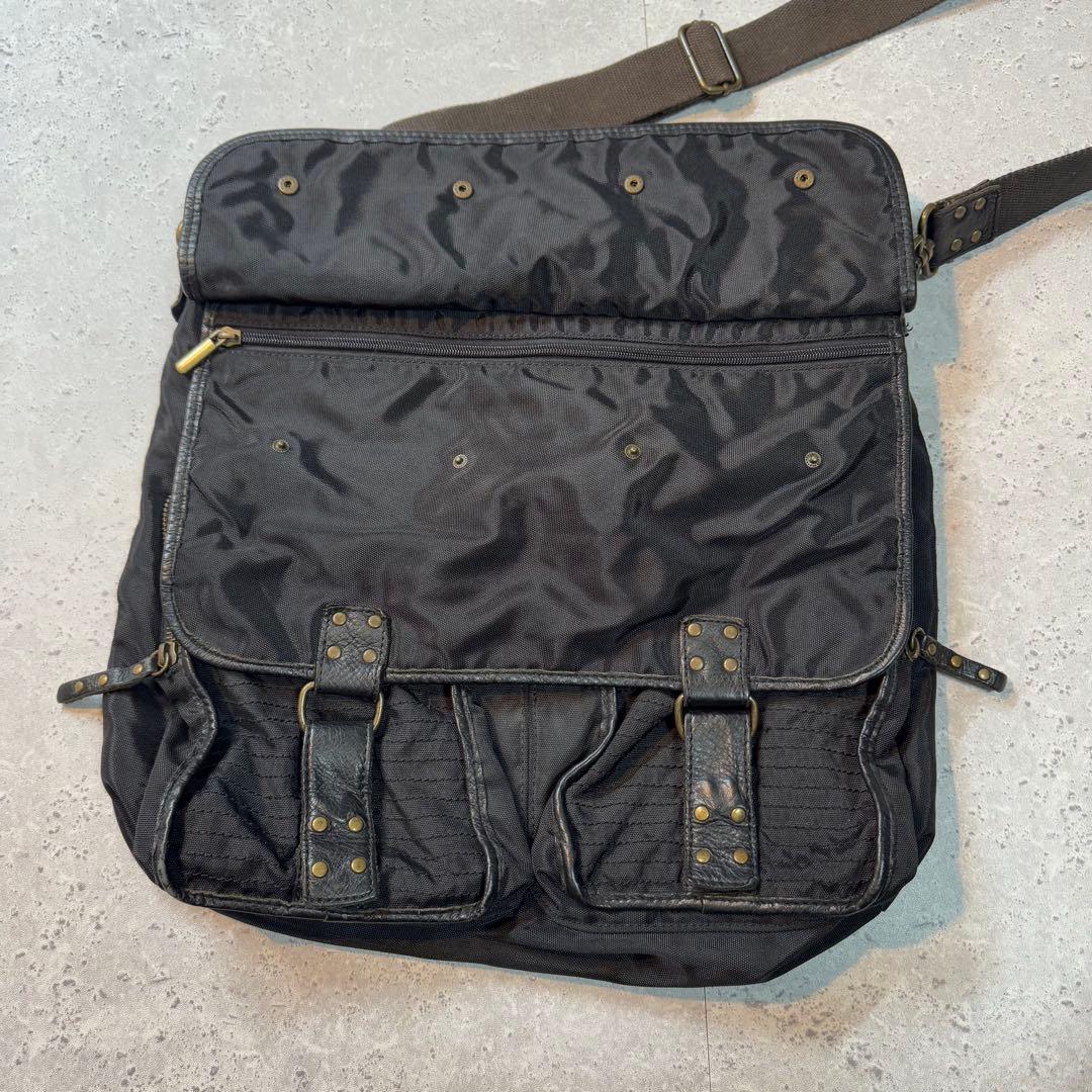 バッグ OLD DIESEL leather messenger bag black
