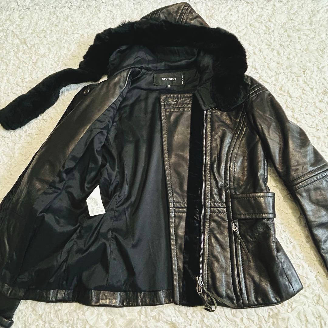 【チヴィディーニ CIVIDINI】イタリア製ラムレザージャケット　黒　 38
