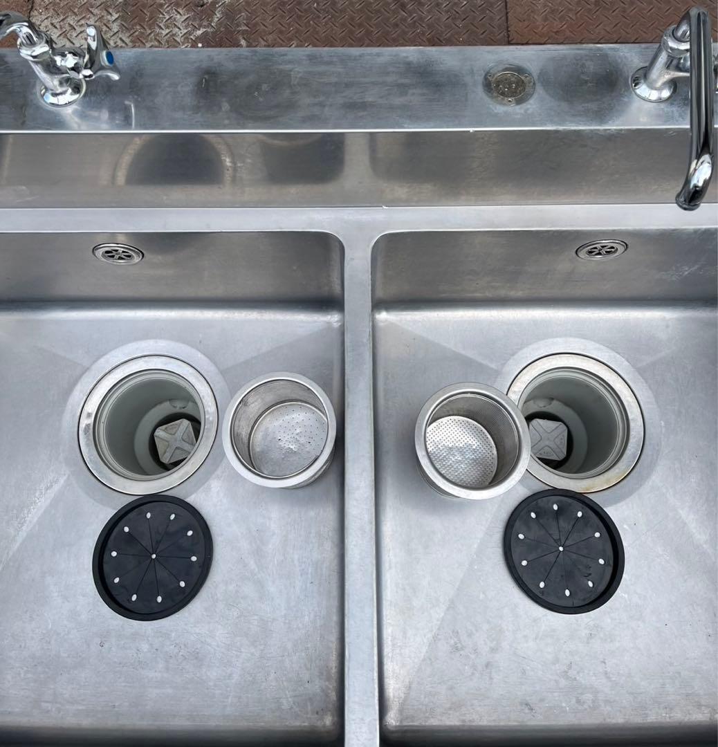 業務用 二口蛇口付き 2槽シンク 幅1200×奥700×高さ595 ドッグバス