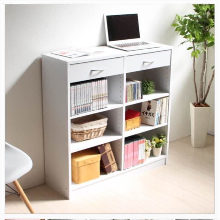 本棚 壁面収納 木製シェルフ 多目的収納ラック 幅90cm　ホワイト