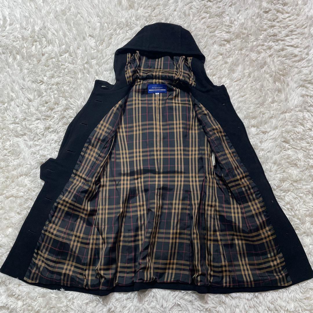 バーバリーブルーレーベル アンゴラ コート ブラック Aライン 38