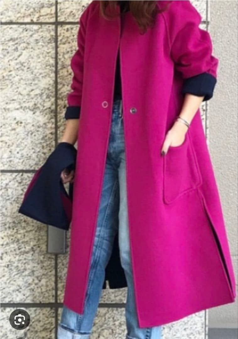 デミルクスビームス　ウール　リバーコート　リバーシブルロングコート　36美品