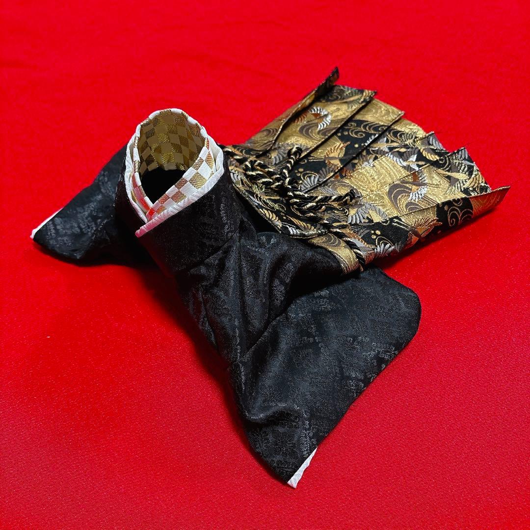即納✨犬の袴 犬用本格袴セット XS 黒 鶴柄 西陣織 犬服