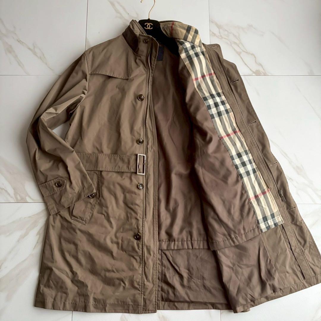 人気◆バーバリーロンドン ベルト ライナー付き スタンドカラー コート L