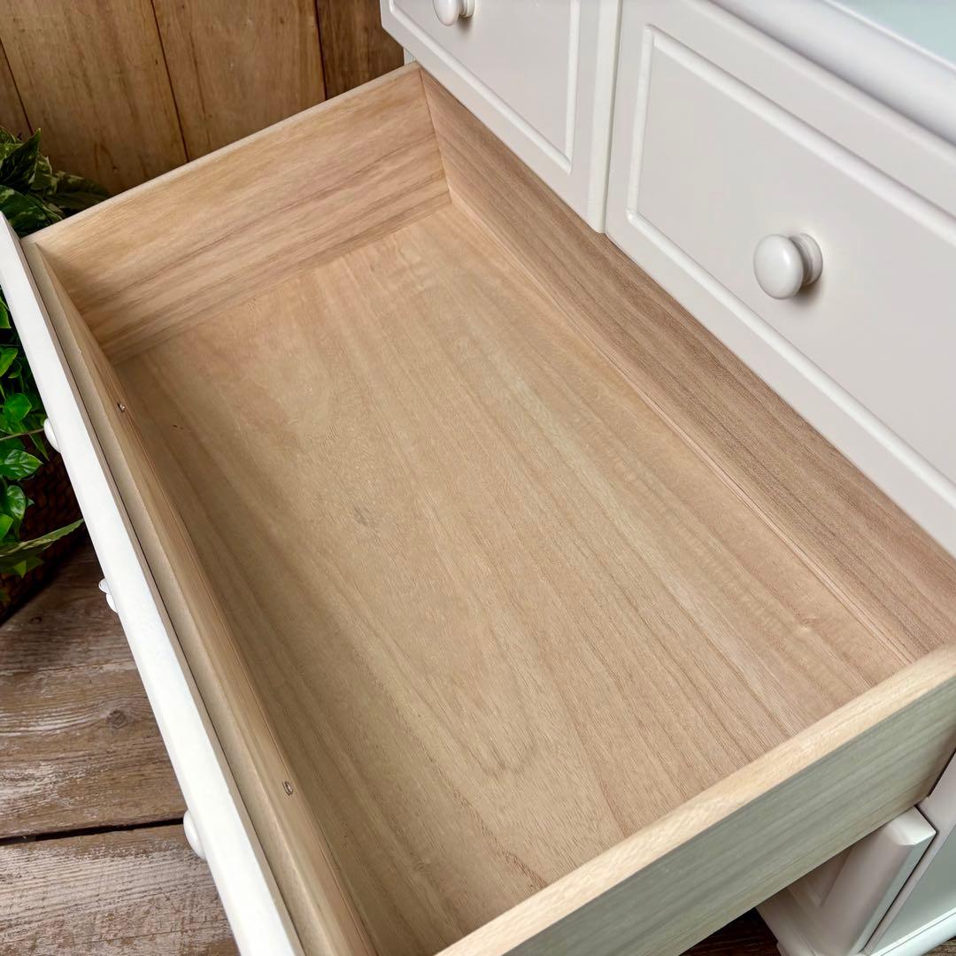 訳あり品【128】フレンチカントリー調ホワイトチェスト四段五つ引き木製タンス収納