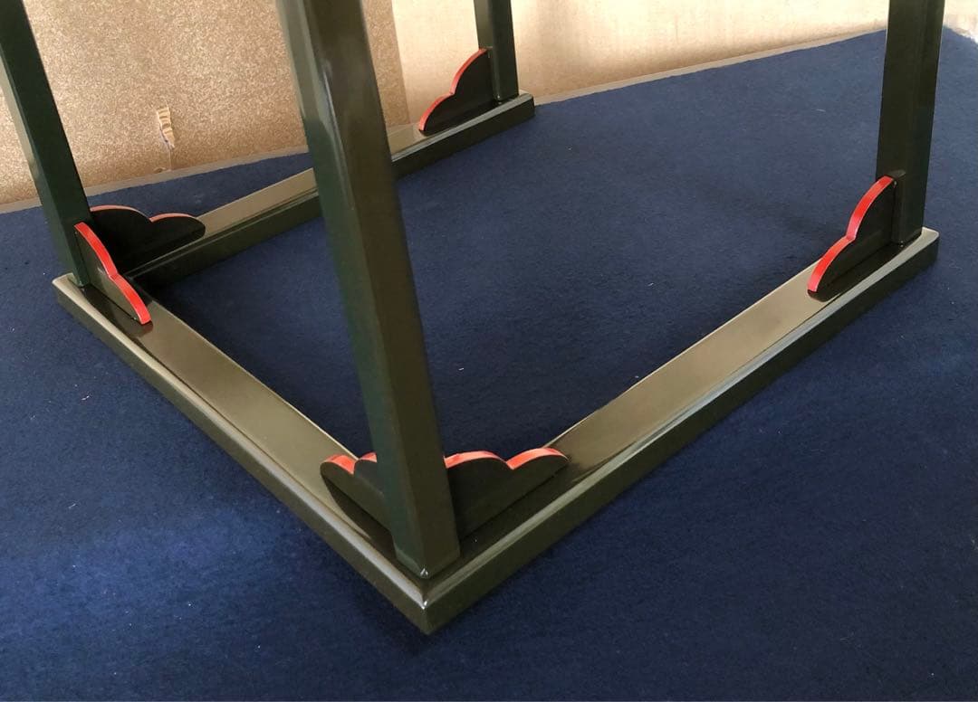 《R》茶道具 青漆 糸巻棚 組立式 塗師 川瀬表完作 共箱　260126く1