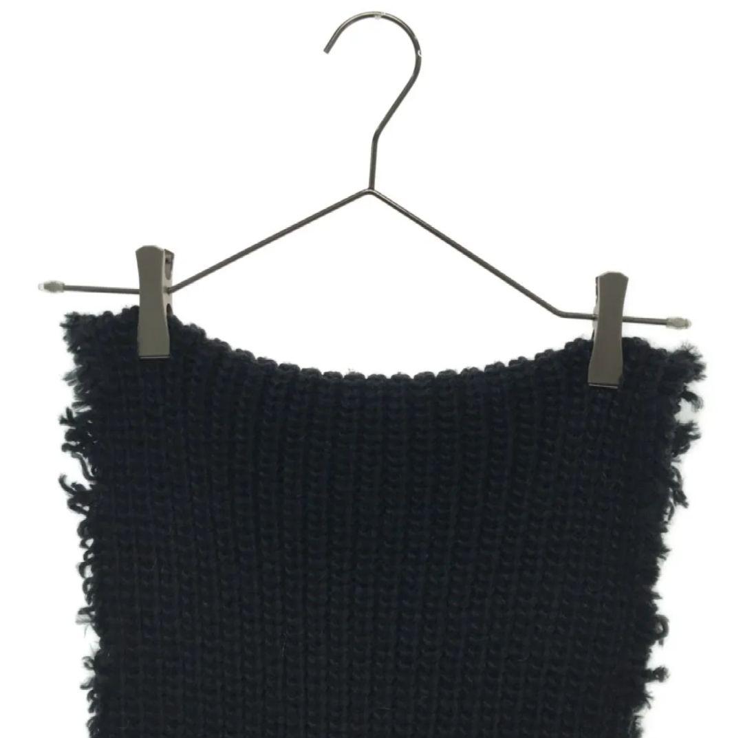 16AW RAF SIMONS ニット ロング マフラー ブラック ダメージ