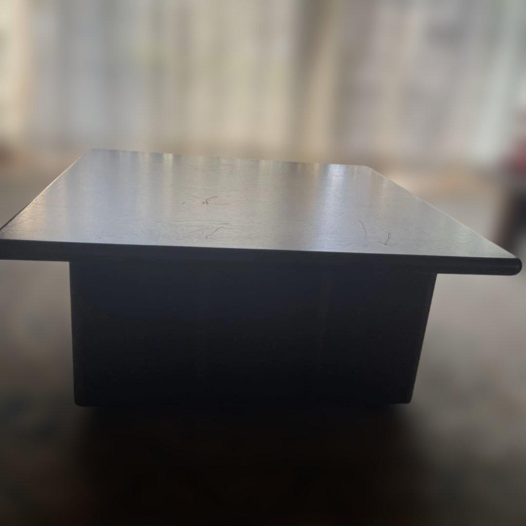 カリモク家具ダークブラウン木製正方形サイドテーブル