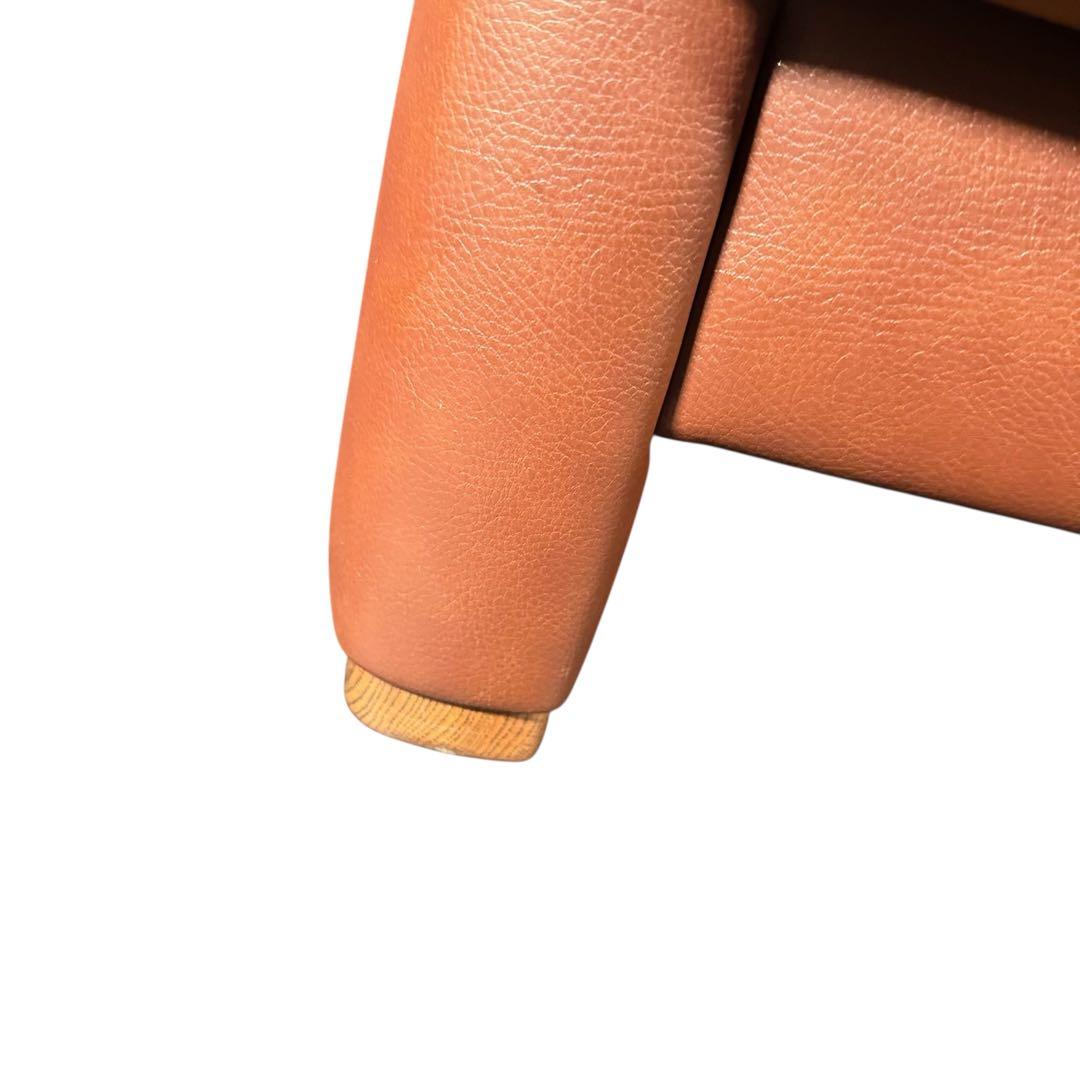 HR745 karimoku オットマン　本革+合皮 ブラウン系バイカラー