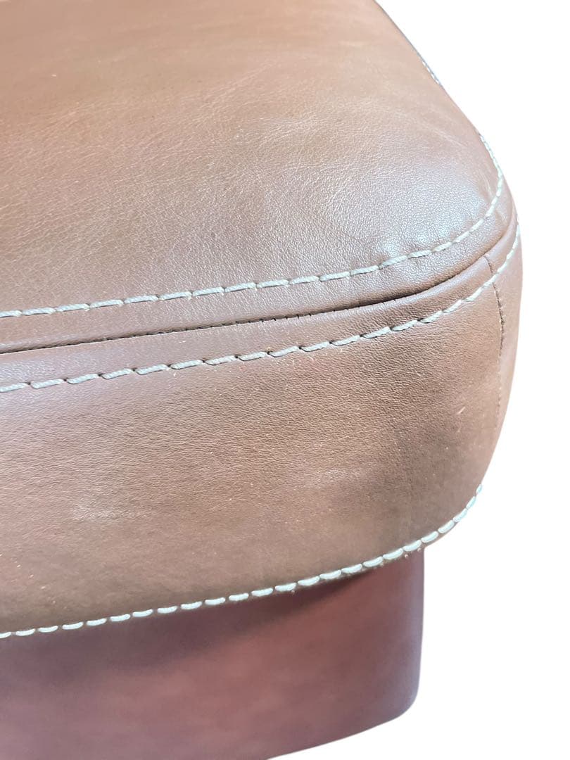 HR745 karimoku オットマン　本革+合皮 ブラウン系バイカラー