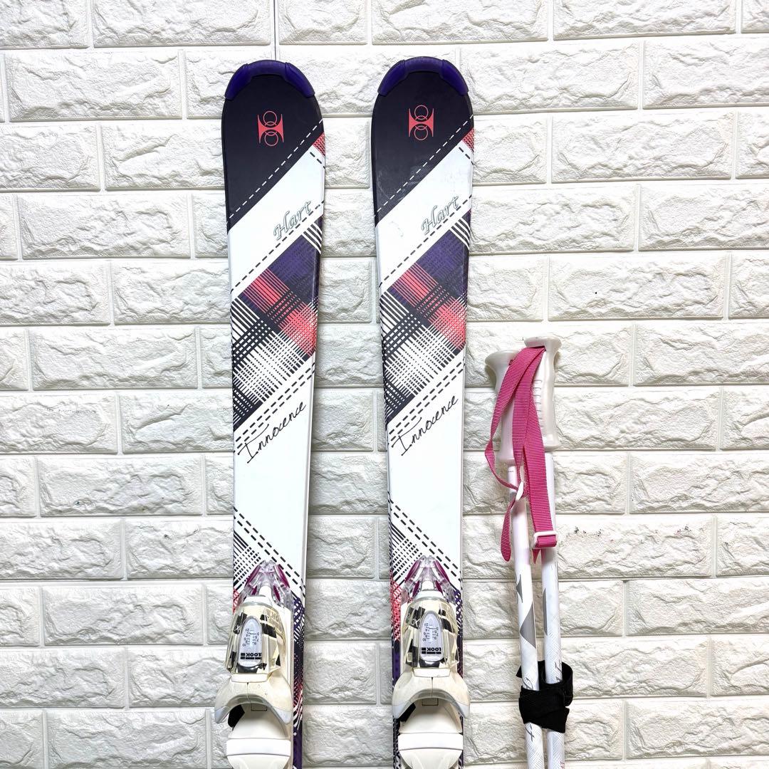 美品　Hart 140 ジュニア　レディース　スキー　ステッキ付　グラフィック