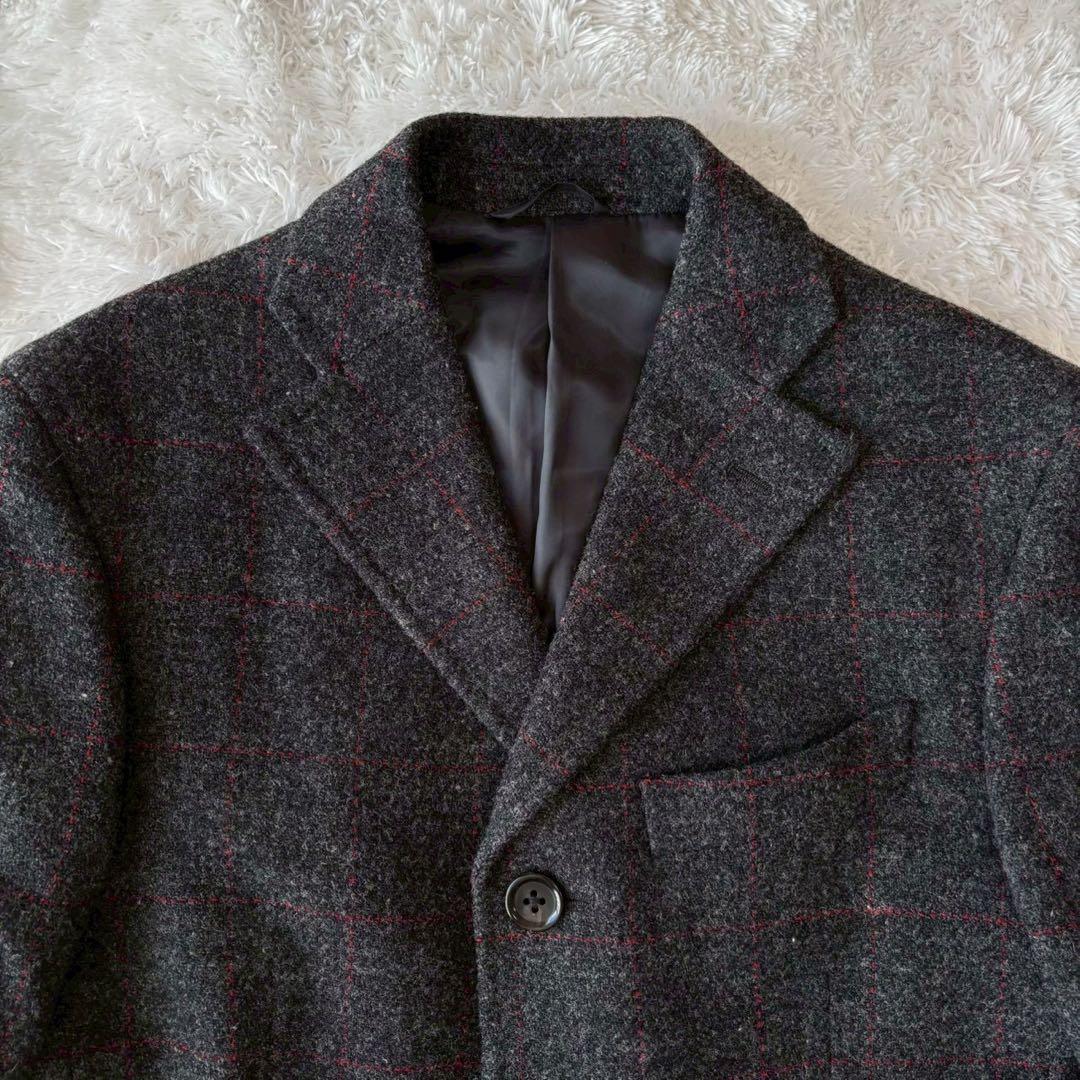 ハリスツイード×ユニバーサルランゲージ チェスターコート チェック ロング L